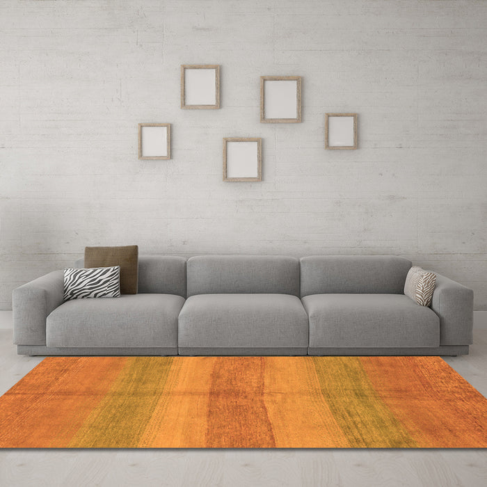 Machine Washable Abstract Orange Modern Area Rugs in a Living Room, wshabs179org