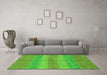 Machine Washable Abstract Green Modern Area Rugs in a Living Room,, wshabs179grn