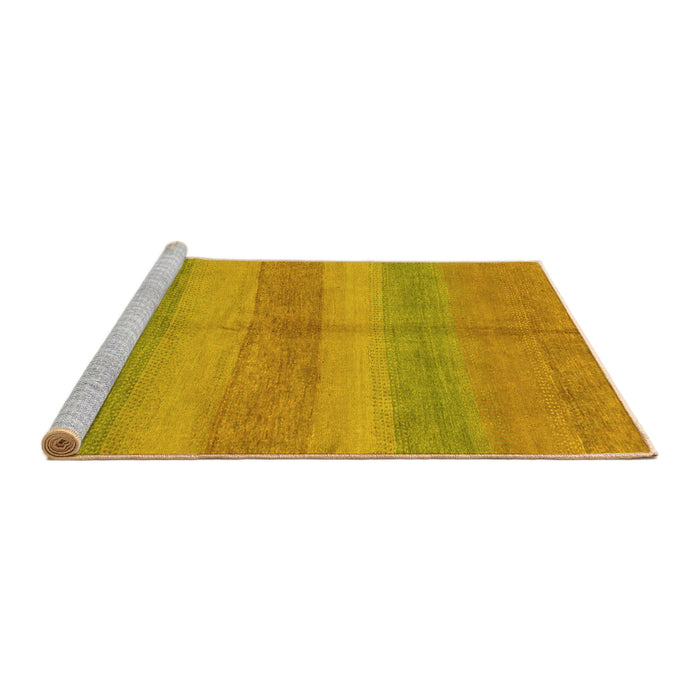 Sideview of Machine Washable Abstract Yellow Modern Rug, wshabs179yw