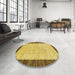 Round Machine Washable Abstract Yellow Rug in a Office, wshabs17