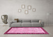 Machine Washable Oriental Pink Modern Rug in a Living Room, wshabs17pnk