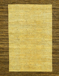 Machine Washable Abstract Yellow Rug, wshabs17