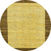 Round Machine Washable Abstract Yellow Rug, wshabs17