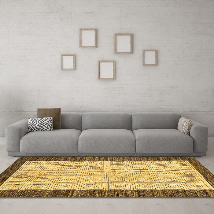 Machine Washable Oriental Brown Modern Rug in a Living Room,, wshabs17brn