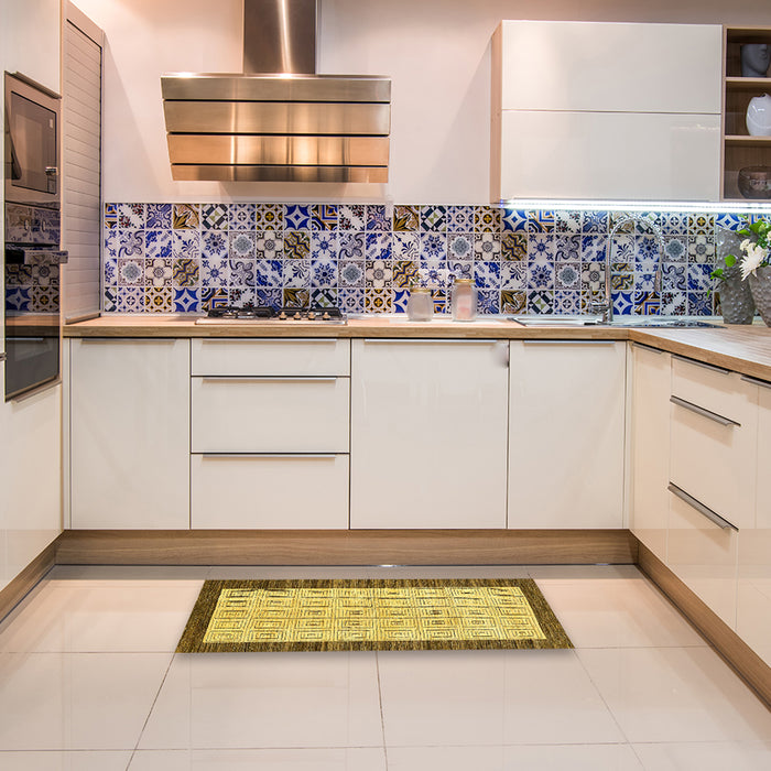 Abstract Yellow Oriental Rug in a Kitchen, abs17