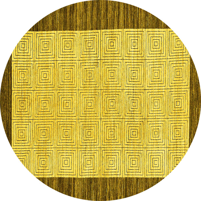 Round Oriental Yellow Modern Rug, abs17yw