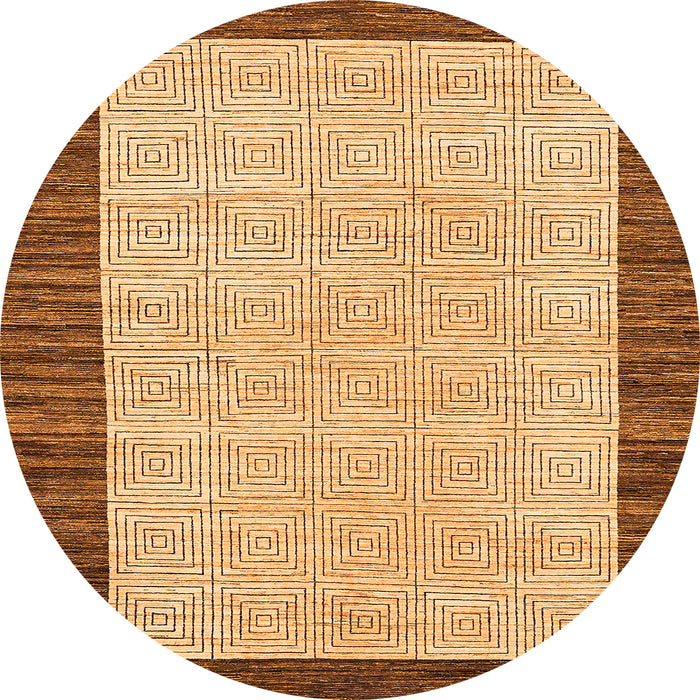 Round Machine Washable Oriental Orange Modern Area Rugs, wshabs17org