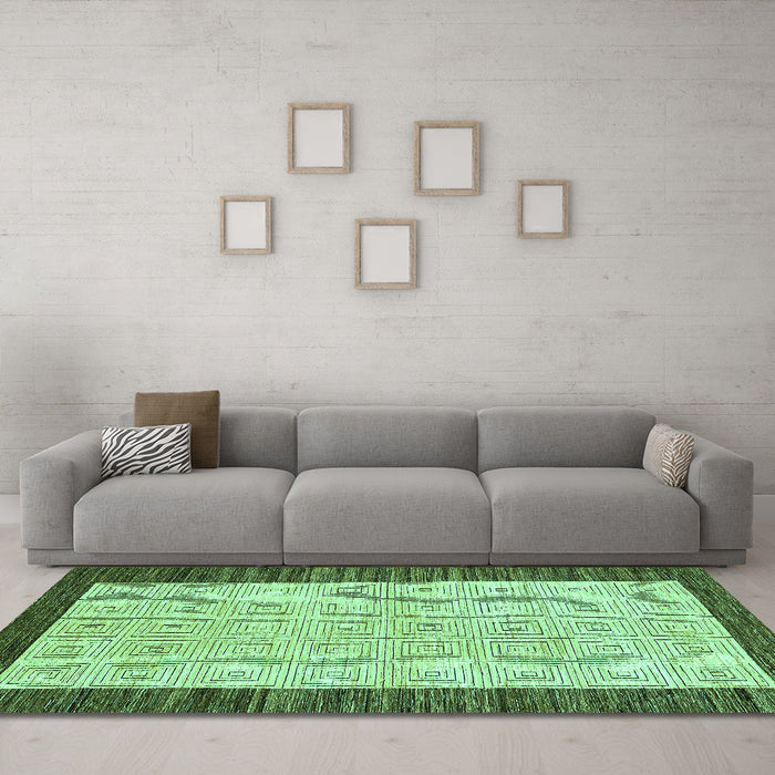 Machine Washable Oriental Turquoise Modern Area Rugs in a Living Room,, wshabs17turq