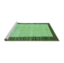 Sideview of Machine Washable Oriental Turquoise Modern Area Rugs, wshabs17turq