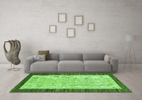 Machine Washable Oriental Green Modern Rug, wshabs17grn