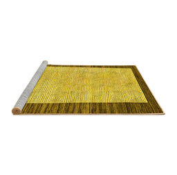 Sideview of Machine Washable Oriental Yellow Modern Rug, wshabs17yw