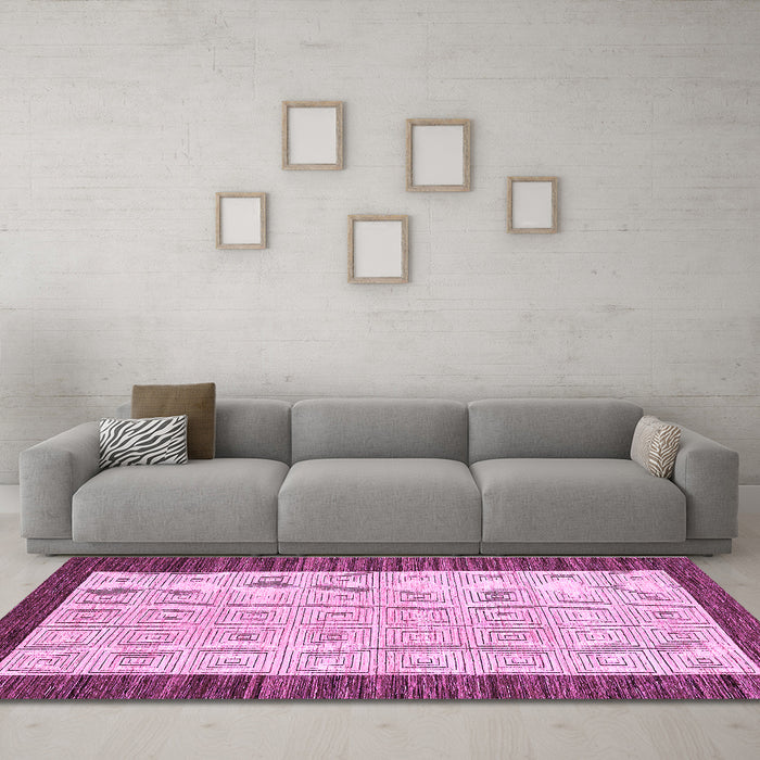 Machine Washable Oriental Purple Modern Area Rugs in a Living Room, wshabs17pur