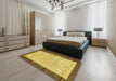 Machine Washable Abstract Yellow Rug in a Bedroom, wshabs17