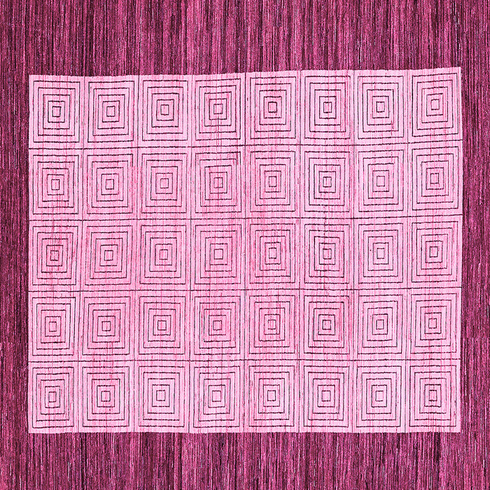Square Machine Washable Oriental Pink Modern Rug, wshabs17pnk