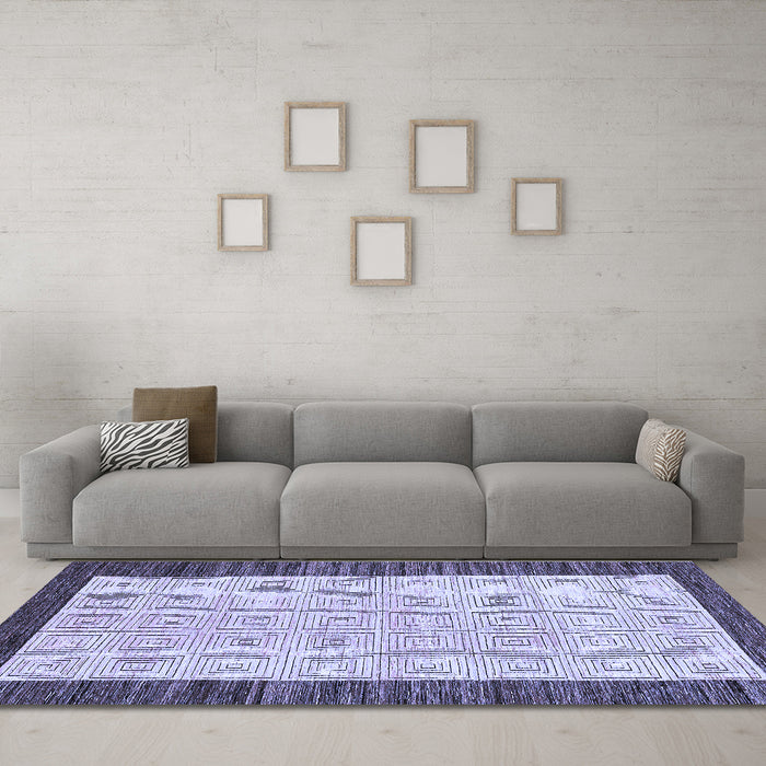 Machine Washable Oriental Blue Modern Rug in a Living Room, wshabs17blu