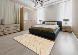 Abstract Khaki Gold Solid Rug in a Bedroom, abs1800