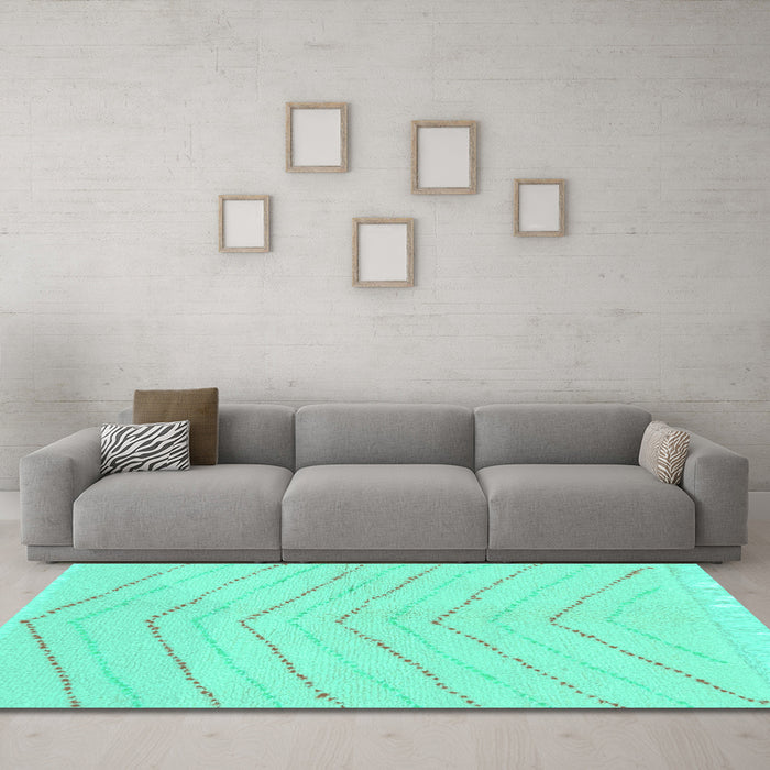 Machine Washable Solid Turquoise Modern Area Rugs in a Living Room,, wshabs1800turq