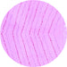 Round Machine Washable Solid Purple Modern Area Rugs, wshabs1800pur