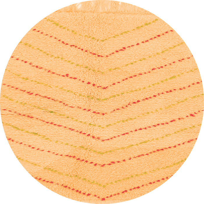 Round Machine Washable Solid Orange Modern Area Rugs, wshabs1800org