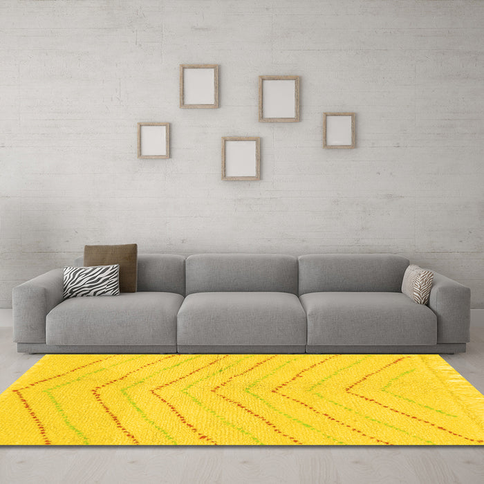 Machine Washable Solid Yellow Modern Rug in a Living Room, wshabs1800yw