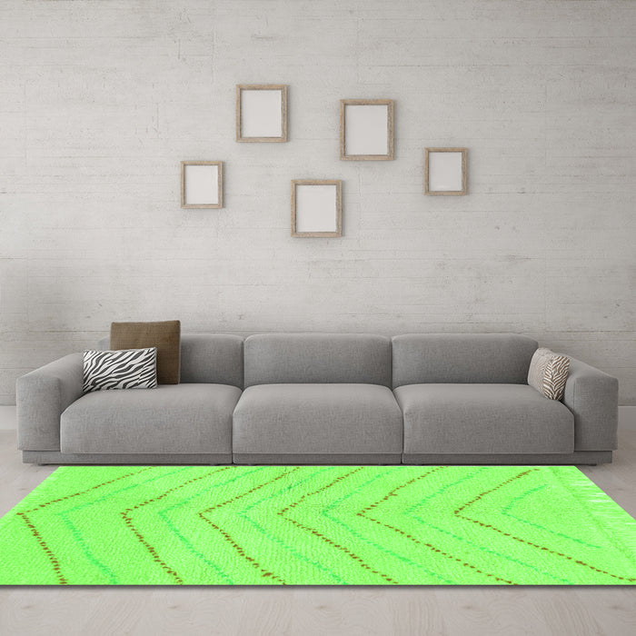 Machine Washable Solid Green Modern Area Rugs in a Living Room,, wshabs1800grn