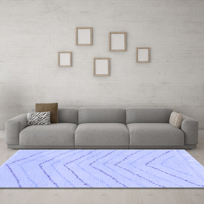 Machine Washable Solid Blue Modern Rug in a Living Room, wshabs1800blu