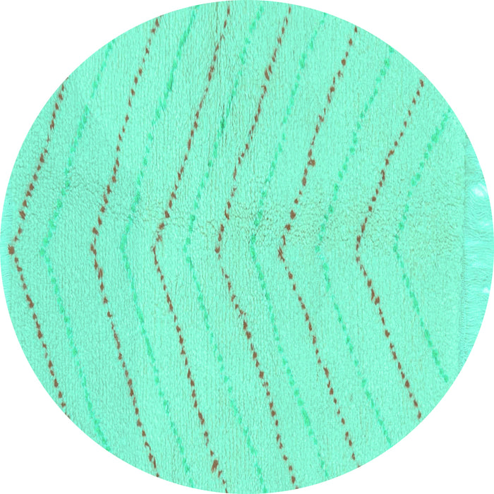 Round Machine Washable Solid Turquoise Modern Area Rugs, wshabs1800turq