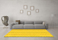 Machine Washable Solid Yellow Modern Rug, wshabs1801yw