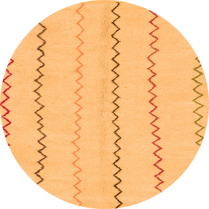Round Machine Washable Solid Orange Modern Area Rugs, wshabs1801org