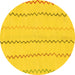 Round Machine Washable Solid Yellow Modern Rug, wshabs1801yw