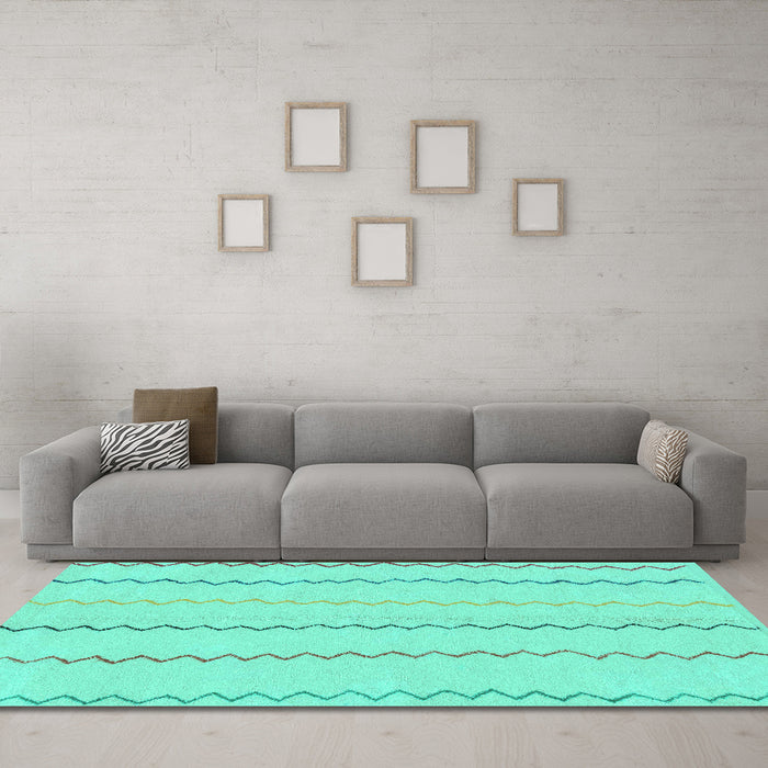 Machine Washable Solid Turquoise Modern Area Rugs in a Living Room,, wshabs1801turq