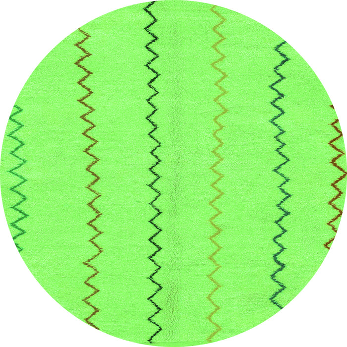 Round Machine Washable Solid Green Modern Area Rugs, wshabs1801grn