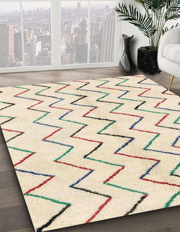 Machine Washable Abstract Navajo White Rug in a Family Room, wshabs1802