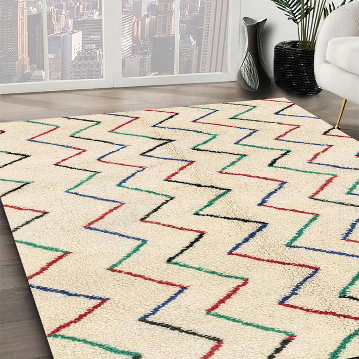 Machine Washable Abstract Navajo White Rug in a Family Room, wshabs1802