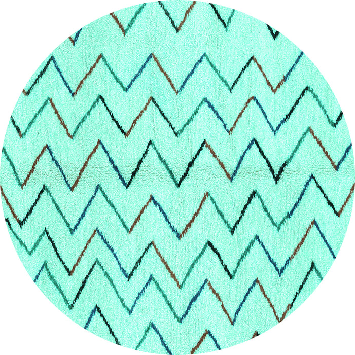 Round Machine Washable Solid Turquoise Modern Area Rugs, wshabs1802turq
