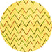 Round Machine Washable Solid Yellow Modern Rug, wshabs1802yw