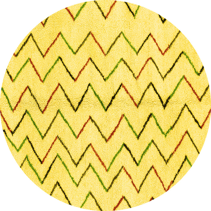Round Solid Yellow Modern Rug, abs1802yw