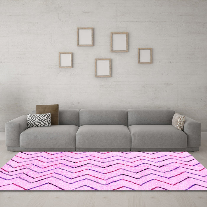 Machine Washable Solid Pink Modern Rug in a Living Room, wshabs1802pnk