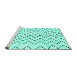 Sideview of Machine Washable Solid Turquoise Modern Area Rugs, wshabs1802turq