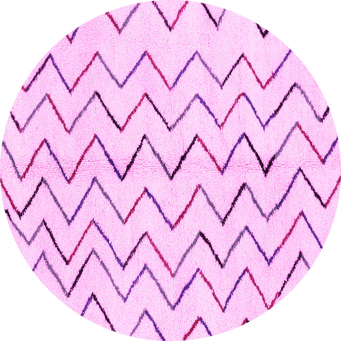 Round Machine Washable Solid Pink Modern Rug, wshabs1802pnk
