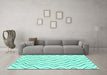 Machine Washable Solid Turquoise Modern Area Rugs in a Living Room,, wshabs1802turq