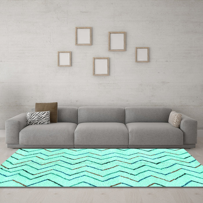 Machine Washable Solid Turquoise Modern Area Rugs in a Living Room,, wshabs1802turq