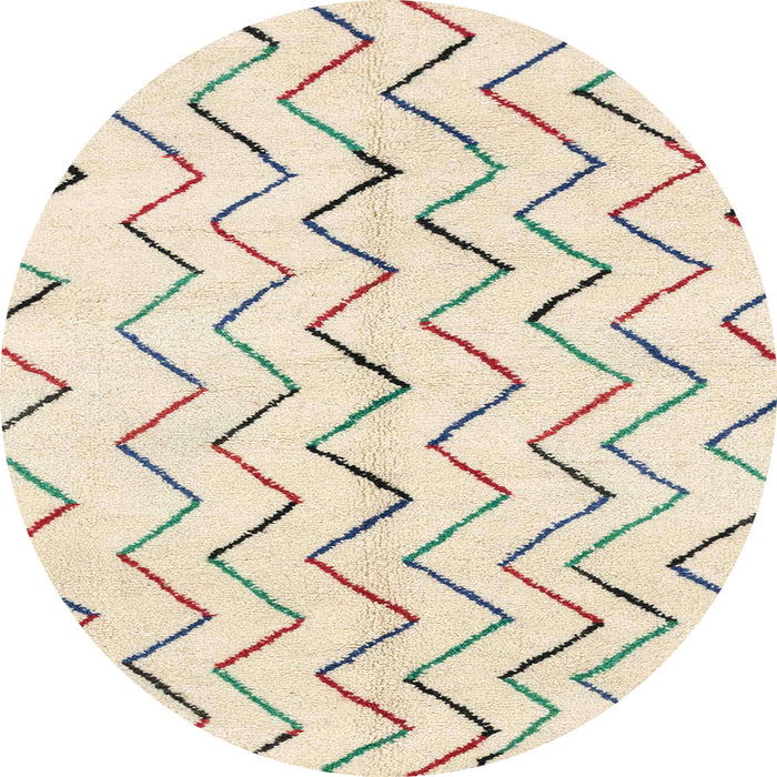 Round Machine Washable Abstract Navajo White Rug, wshabs1802