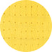 Round Machine Washable Solid Yellow Modern Rug, wshabs1803yw