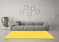 Machine Washable Solid Yellow Modern Rug, wshabs1803yw