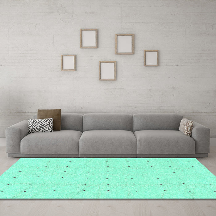 Machine Washable Solid Turquoise Modern Area Rugs in a Living Room,, wshabs1803turq