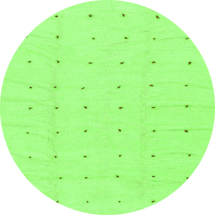 Round Machine Washable Solid Green Modern Area Rugs, wshabs1803grn