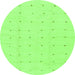 Round Machine Washable Solid Green Modern Area Rugs, wshabs1803grn