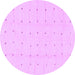 Round Machine Washable Solid Purple Modern Area Rugs, wshabs1803pur