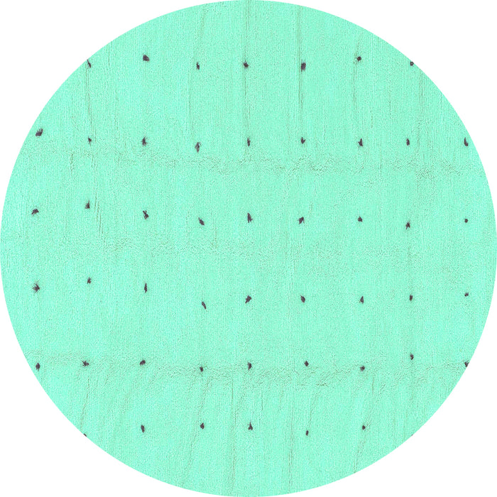 Round Machine Washable Solid Turquoise Modern Area Rugs, wshabs1803turq